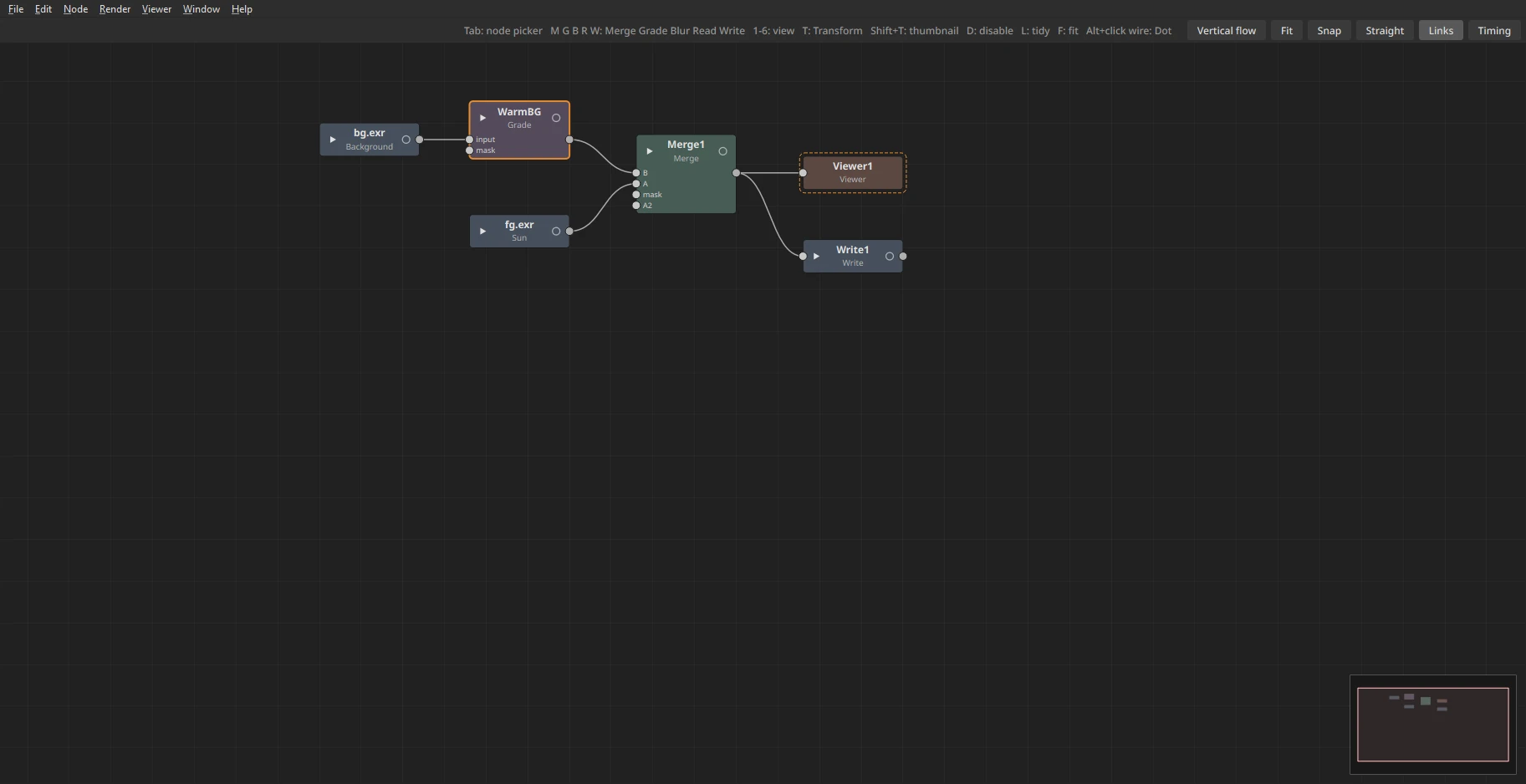 The node graph filling the whole window after Space